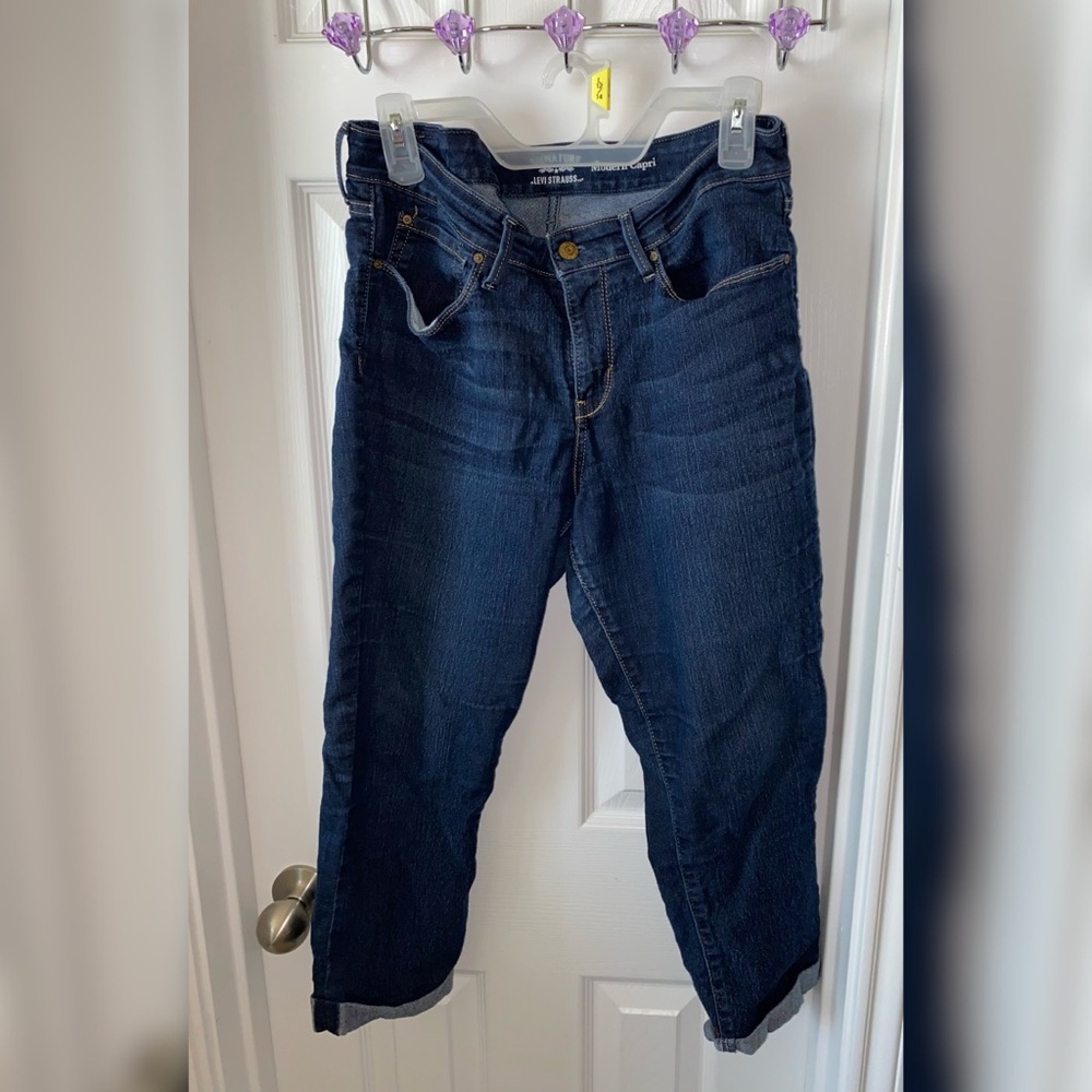 Blue Denim Modern Capri Pants